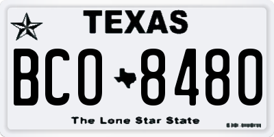 TX license plate BCO8480
