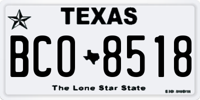 TX license plate BCO8518