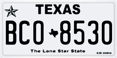 TX license plate BCO8530