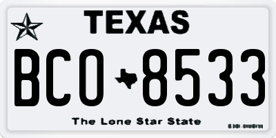 TX license plate BCO8533