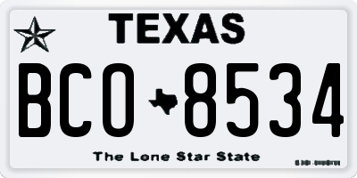 TX license plate BCO8534