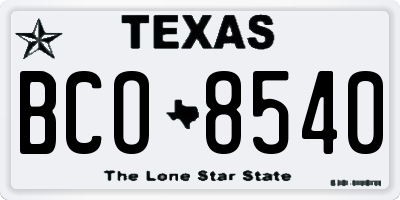 TX license plate BCO8540