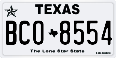 TX license plate BCO8554