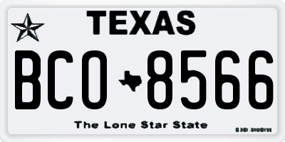 TX license plate BCO8566