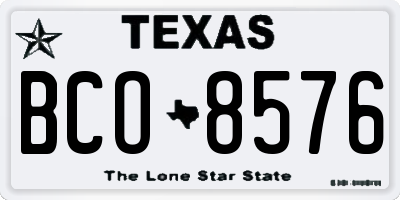 TX license plate BCO8576