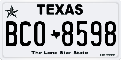 TX license plate BCO8598
