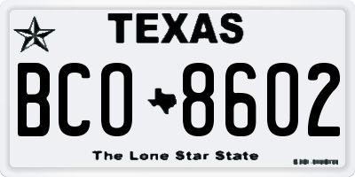 TX license plate BCO8602