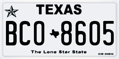 TX license plate BCO8605