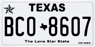TX license plate BCO8607