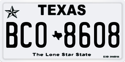TX license plate BCO8608