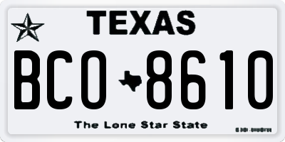 TX license plate BCO8610