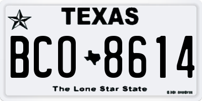 TX license plate BCO8614
