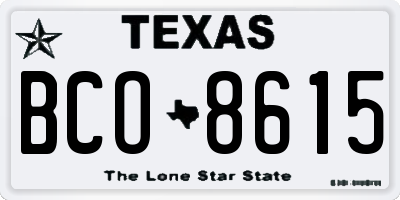 TX license plate BCO8615