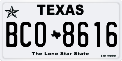 TX license plate BCO8616