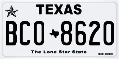 TX license plate BCO8620