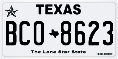 TX license plate BCO8623