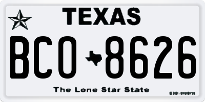 TX license plate BCO8626