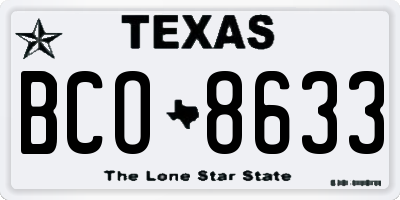 TX license plate BCO8633