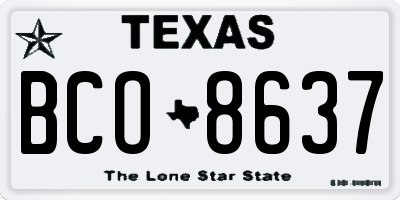 TX license plate BCO8637