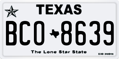 TX license plate BCO8639