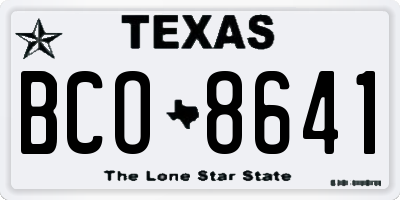 TX license plate BCO8641