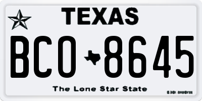 TX license plate BCO8645
