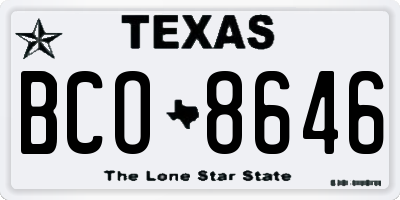 TX license plate BCO8646