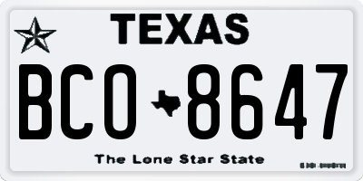 TX license plate BCO8647