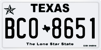 TX license plate BCO8651