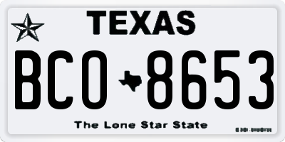 TX license plate BCO8653