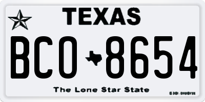 TX license plate BCO8654