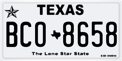 TX license plate BCO8658