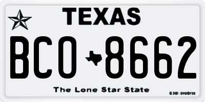 TX license plate BCO8662