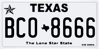 TX license plate BCO8666
