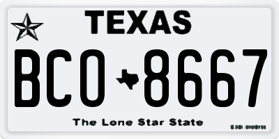 TX license plate BCO8667