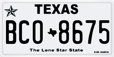 TX license plate BCO8675