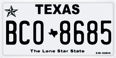 TX license plate BCO8685