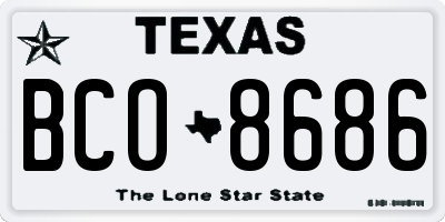 TX license plate BCO8686