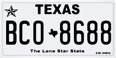 TX license plate BCO8688