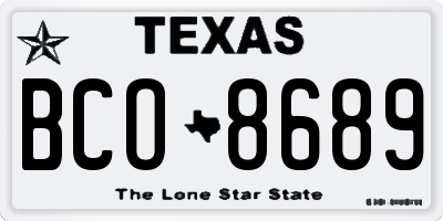 TX license plate BCO8689