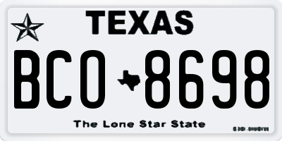 TX license plate BCO8698