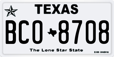 TX license plate BCO8708
