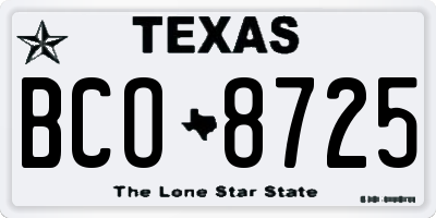 TX license plate BCO8725