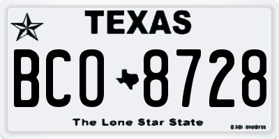 TX license plate BCO8728