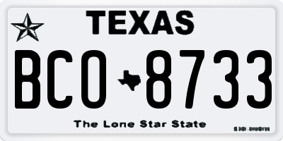 TX license plate BCO8733