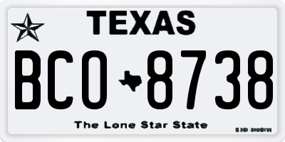 TX license plate BCO8738