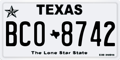 TX license plate BCO8742