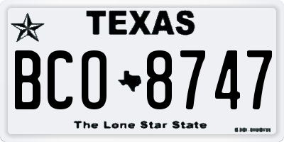 TX license plate BCO8747