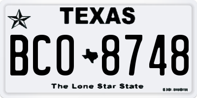 TX license plate BCO8748