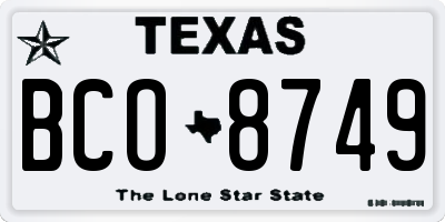 TX license plate BCO8749